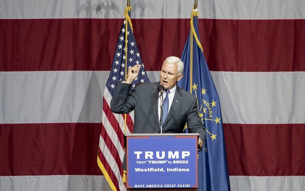 Indiana Governor Mike Pence introduces Republican presidential candidate Donald Trump at the Grand Park Events Center on July 12, 2016 in Westfield, Indiana. (Aaron P. Bernstein/Getty Images/AFP)