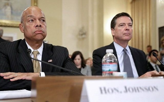 Homeland Security Secretary Jeh Johnson (left) and FBI Director James Comey testify before the House Homeland Security Committee on Capitol Hill in Washington, DC, on July 14, 2016. (Chip Somodevilla/Getty Images/AFP) Homeland Security Secretary Jeh Johnson (left) and FBI Director James Comey testify before the House Homeland Security Committee on Capitol Hill in Washington, DC, on July 14, 2016. (Chip Somodevilla/Getty Images/AFP)