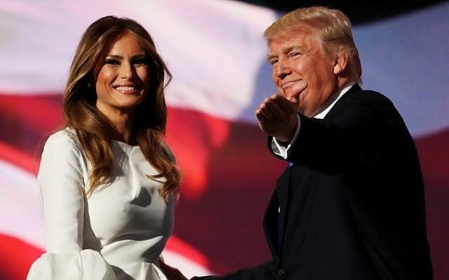 Presumptive Republican presidential nominee Donald Trump introduces his wife Melania on the first day of the Republican National Convention on July 18, 2016 at the Quicken Loans Arena in Cleveland, Ohio. (Joe Raedle/Getty Images/AFP) Presumptive Republican presidential nominee Donald Trump introduces his wife Melania on the first day of the Republican National Convention on July 18, 2016 at the Quicken Loans Arena in Cleveland, Ohio. (Joe Raedle/Getty Images/AFP)