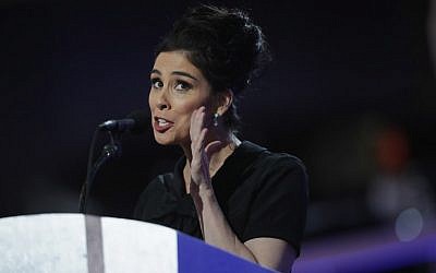 Comedian Sarah Silverman speaks during the first day of the Democratic National Convention at the Wells Fargo Center, July 25, 2016 in Philadelphia, Pennsylvania. (Chip Somodevilla/Getty Images/AFP)