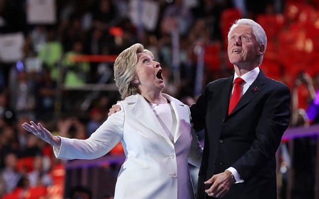 Democratic presidential nominee Hillary Clinton and her husband, former US president Bill Clinton, acknowledge the crowd at the end of the fourth day of the party's convention in Philadelphia on July 28, 2016. (Chip Somodevilla/Getty Images/AFP) Democratic presidential nominee Hillary Clinton and her husband, former US president Bill Clinton, acknowledge the crowd at the end of the fourth day of the party's convention in Philadelphia on July 28, 2016. (Chip Somodevilla/Getty Images/AFP)