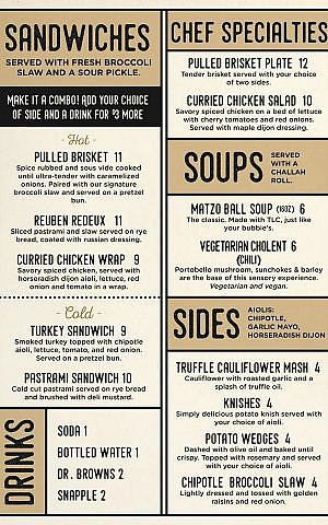 The Brooklyn Sandwich Company menu. (Courtesy)