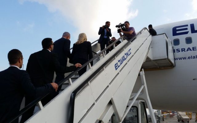 Benjamin Netanyahu and his wife Sara Netanyahu boarding a plane to Uganda at Ben-Gurion International Airport on July 4, 2016. Raphael Ahren/Times of Israel) Benjamin Netanyahu and his wife Sara Netanyahu boarding a plane to Uganda at Ben-Gurion International Airport on July 4, 2016. Raphael Ahren/Times of Israel)