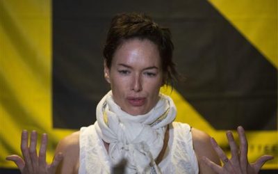 'Game of Thrones' star Lena Headey speaks to the Associated Press in Athens, on Friday, June 1, 2016. (AP Photo/Petros Giannakouris) 