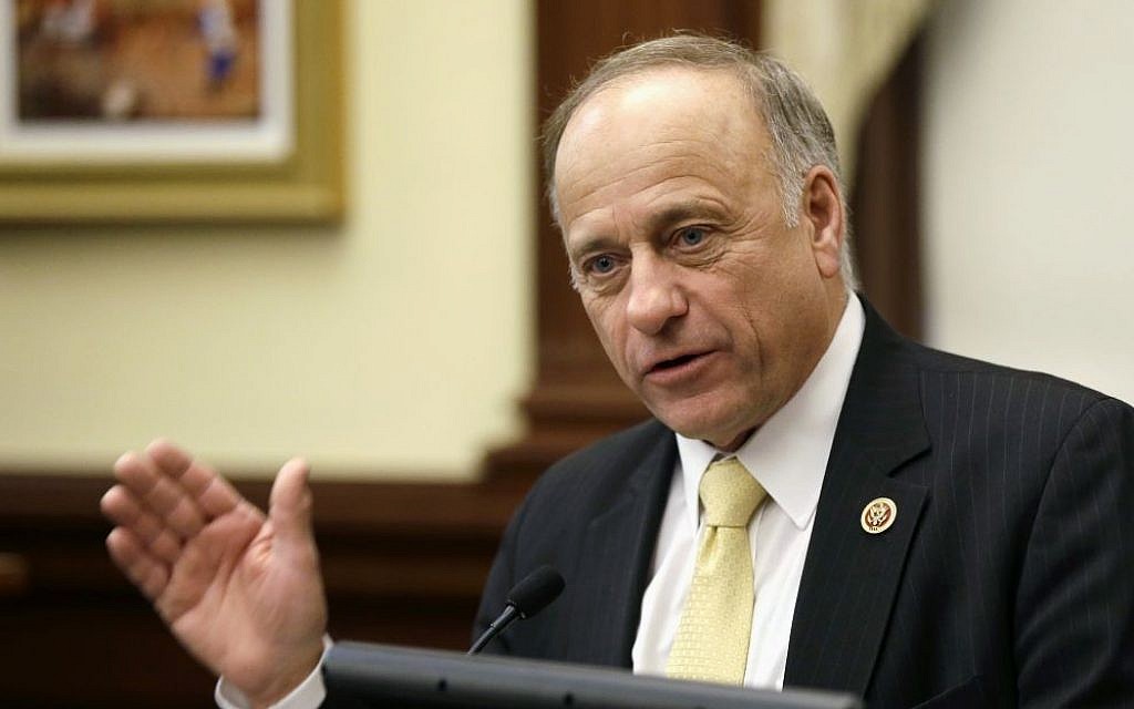 Rep. Steve King (R-IA) speaks in Des Moines, Iowa on January 23, 2014. (Charlie Niebergall/ AP)