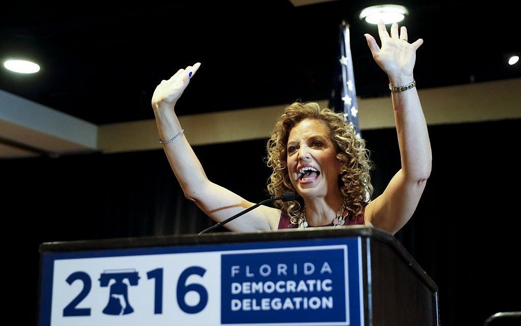 Former DNC Chairwoman, Debbie Wasserman Schultz, D-Fla., speaks during a Florida delegation breakfast, Monday, July 25, 2016, in Philadelphia, during the first day of the Democratic National Convention. (AP Photo/Matt Slocum)