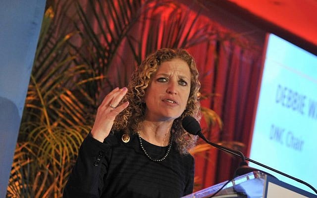  Congresswoman Debbie Wasserman Schultz speaks at EMILY's List 30th Anniversary Gala at Washington Hilton on March 3, 2015 in Washington, DC. (Kris Connor/Getty Images for EMILY's List via JTA)