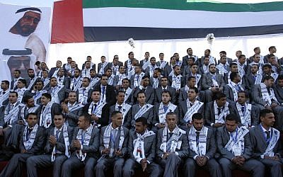 Palestinian grooms during a mass wedding ceremony in Rafah, southern Gaza Strip, on December 19, 2012. (Abed Rahim Khatib / Flash 90) 