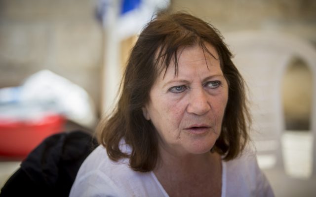 Mother of late Israeli soldier Oron Shaul seen at the protest tent outside the Prime Minister Benjamin Netanyahu's residence in Jerusalem on June 30, 2016. (Yonatan Sindel/Flash90) Mother of late Israeli soldier Oron Shaul seen at the protest tent outside the Prime Minister Benjamin Netanyahu's residence in Jerusalem on June 30, 2016. (Yonatan Sindel/Flash90)