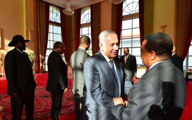 Prime Minister Benjamin Netanyahu meets with leaders from Africa, in Entebbe, Uganda, on July 4, 2016. (Kobi Gideon/GPO)