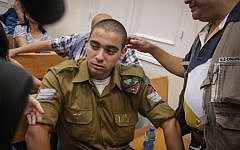 Elor Azaria in court on July 5, 2016 (Flash90)