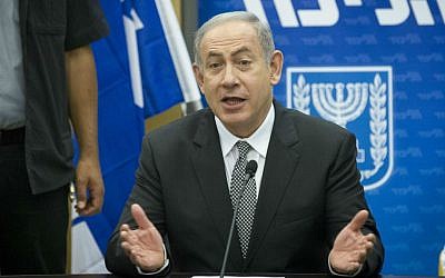 Prime Minister Benjamin Netanyahu attends a Likud faction meeting in the Knesset, July 18, 2016. (Miriam Alster/Flash90)