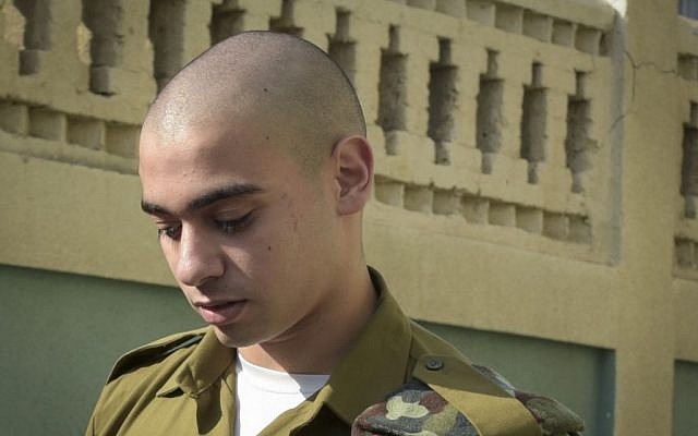 Elor Azaria, an Israeli soldier who killed a Palestinian stabber in Hebron, is seen outside a military court in Jaffa on July 24, 2016 (Flash90) Elor Azaria, an Israeli soldier who killed a Palestinian stabber in Hebron, is seen outside a military court in Jaffa on July 24, 2016 (Flash90)