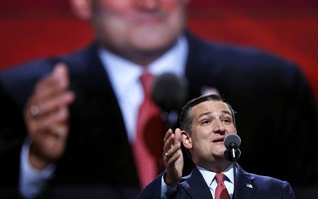 Senator Ted Cruz addresses the delegates during the third day session of the Republican National Convention in Cleveland, July 20, 2016. (AP Photo/Carolyn Kaster) Senator Ted Cruz addresses the delegates during the third day session of the Republican National Convention in Cleveland, July 20, 2016. (AP Photo/Carolyn Kaster)