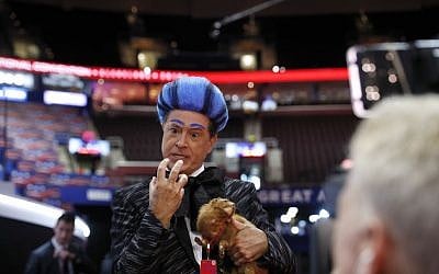 Talk show host Stephen Colbert performs on the floor of the Republican National Convention during a taping of his program, Sunday, July 17, 2016, in Cleveland. (AP Photo/Carolyn Kaster)
