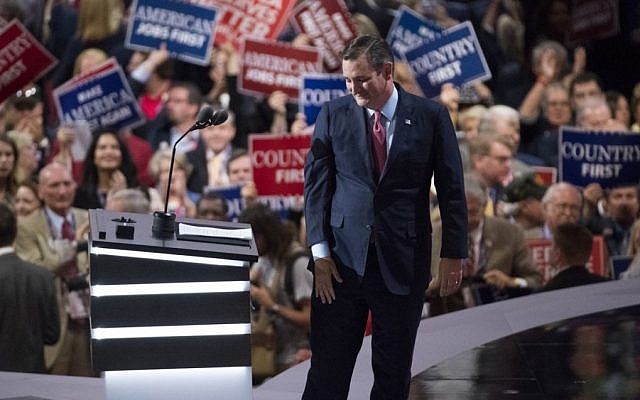 Sen. Ted Cruz, R-Texas, walks from the podium after speaking during the Republican National Convention, Wednesday, July 20, 2016, in Cleveland, Ohio. (AP Photo/Evan Vucci)