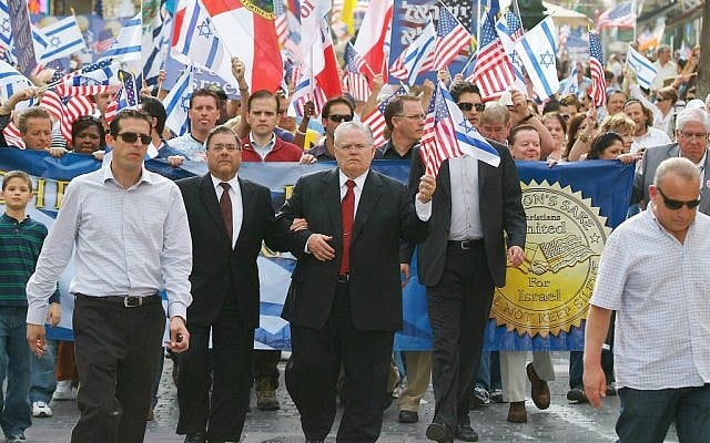 File: Pastor John Hagee of Christians United for Israel leads a solidarity march in Jerusalem. (CUFI) File: Pastor John Hagee of Christians United for Israel leads a solidarity march in Jerusalem. (CUFI)