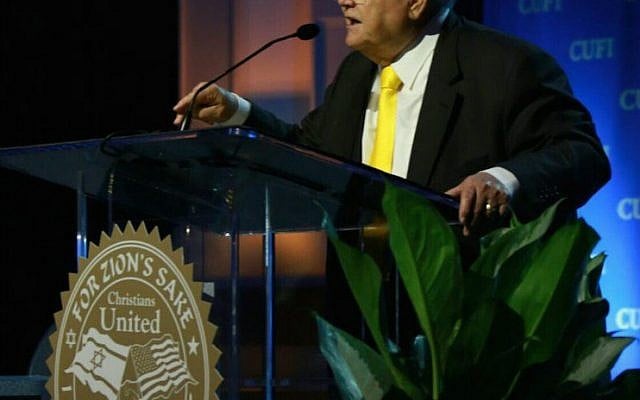 Pastor John Hagee addresses the July 2016 Christians United for Israel summit in Washington, DC (CUFI) Pastor John Hagee addresses the July 2016 Christians United for Israel summit in Washington, DC (CUFI)