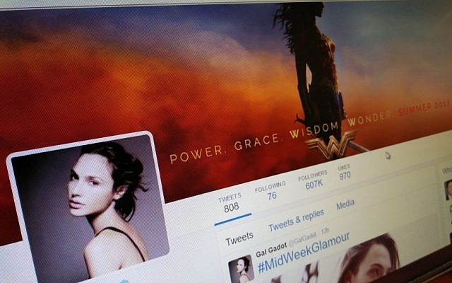 Gal Gadot's Twitter page. (Times of Israel) Gal Gadot's Twitter page. (Times of Israel)