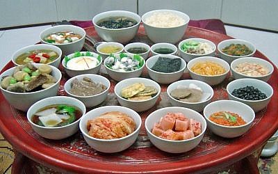 Hanjungsik is a traditional Korean meal with an array of dishes. (JTA/Wikimedia Commons)