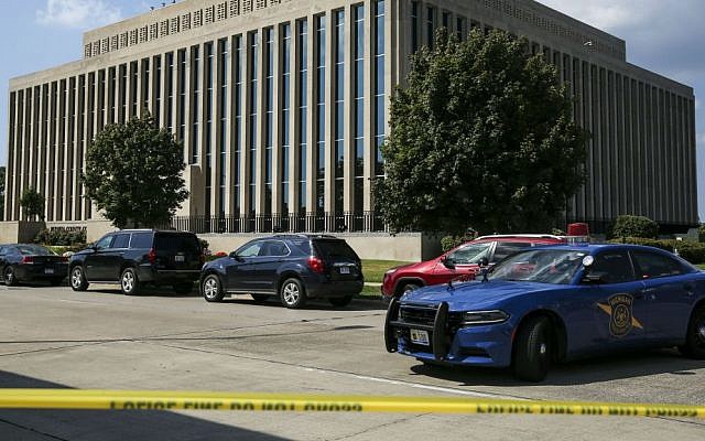 Police tape surrounds the Berrien County Courthouse on Monday, July 11, 2016 in St. Joseph, Michigan. (Chelsea Purgahn/Kalamazoo Gazette via AP) Police tape surrounds the Berrien County Courthouse on Monday, July 11, 2016 in St. Joseph, Michigan. (Chelsea Purgahn/Kalamazoo Gazette via AP)