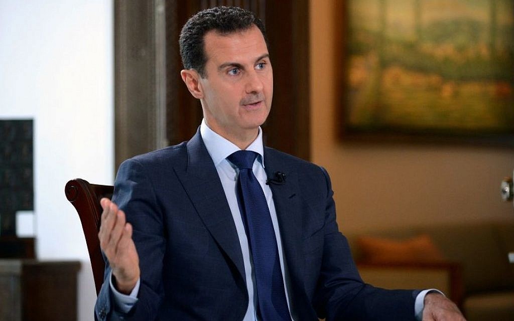 Syrian President Bashar Assad during an interview with American network NBC News, in Damascus, Syria, July 14, 2016. (SANA via AP)