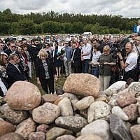 Jews from Poland and abroad gather for commemorations marking the 75th anniversary of a massacre of Jews in Jedwabne, Poland, on July 10, 2016. (AP Photo/Michal Kosc)