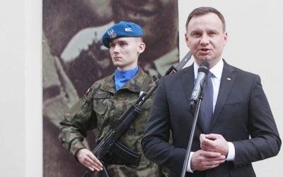 Poland's President Andrzej Duda speaks during commemorations marking the 70th anniversary of a massacre of Jews in Kielce, Poland, Monday, July 4, 2016 (AP Photo/Czarek Sokolowski) Poland's President Andrzej Duda speaks during commemorations marking the 70th anniversary of a massacre of Jews in Kielce, Poland, Monday, July 4, 2016 (AP Photo/Czarek Sokolowski)
