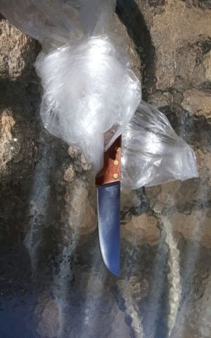 The knife found in the bag of a Palestinian woman in the West Bank city of Hebron (Israel Police)