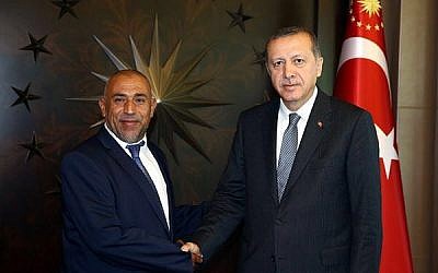 Joint (Arab) List MK Taleb Abu Arar with Turkey's President Recep Tayyip Erdogan. (Courtesy)