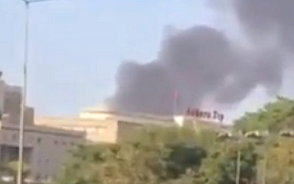 Smoke rises into the air in a still image taken from a video purportedly showing the aftermath of an explosion in Ankara, Turkey on July 19, 2016 (screen capture: YouTube)