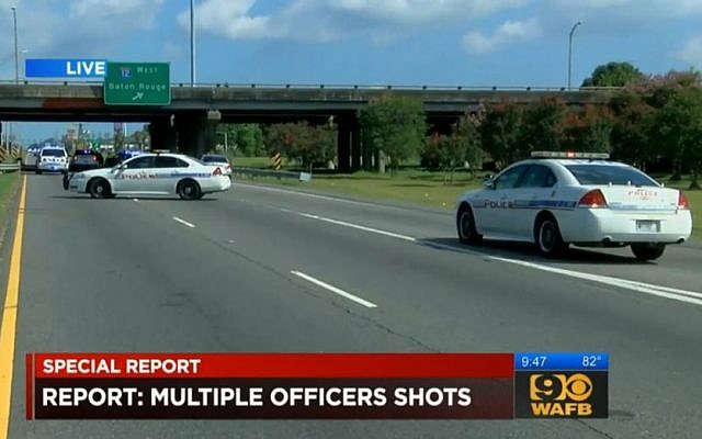 Police respond to reports of officers shot in Baton Rouge, Louisiana on July 17, 2016. (screen capture: WAFB)