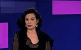 Bianca Jagger in a 5 News interview on British television in March 2016. (screen capture: YouTube)