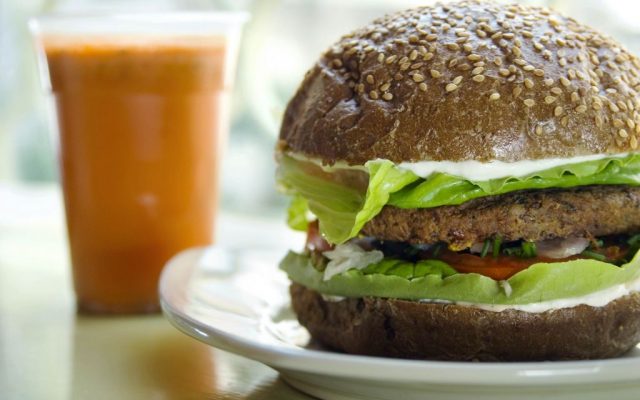 An illustrative vegan burger (Courtesy Buddha Burgers)