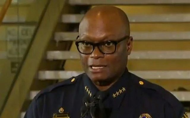 Dallas Police Chief David Brown talks to the media on Friday, July 8, 2016, a day after five police officers were shot dead during a protest in the city. (screen capture: Twitter) Dallas Police Chief David Brown talks to the media on Friday, July 8, 2016, a day after five police officers were shot dead during a protest in the city. (screen capture: Twitter)
