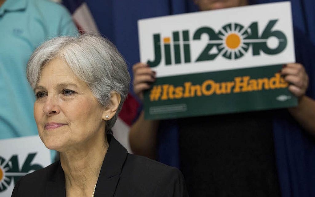 Jill Stein waits to speak before announcing that she will seek the Green Party's presidential nomination, at the National Press Club, June 23, 2015 in Washington, DC. (Drew Angerer/Getty Images via jta) Jill Stein waits to speak before announcing that she will seek the Green Party's presidential nomination, at the National Press Club, June 23, 2015 in Washington, DC. (Drew Angerer/Getty Images via jta)