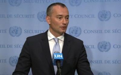 UN Special Coordinator for the Middle East Peace Process Nickolay Mladenov talks to reporters at the UN headquarters in New York on June 30, 2016. (screen capture: UN)