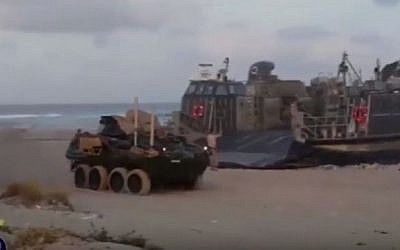 US Marines train with elite Israeli naval commandos in a joint military exercise held in the Negev desert in July 2016. (screen capture)