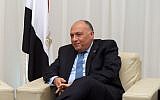 Sameh Shoukry meeting with John Kerry, not pictured, in Sharm el-Sheikh, Egypt on April 15, 2015. (US State Department)