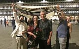 Impromptu Jewish wedding of Americans Lana Atlasov and David Mednick (center) in Venice's Piazza San Marco on June 26, 2016. Todd Shotz (left) officiated. (Courtesy)