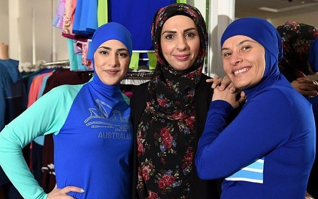 Muslim models display burkini swimsuits at a shop in western Sydney on August 19, 2016. (AFP/SAEED KHAN) Muslim models display burkini swimsuits at a shop in western Sydney on August 19, 2016. (AFP/SAEED KHAN)