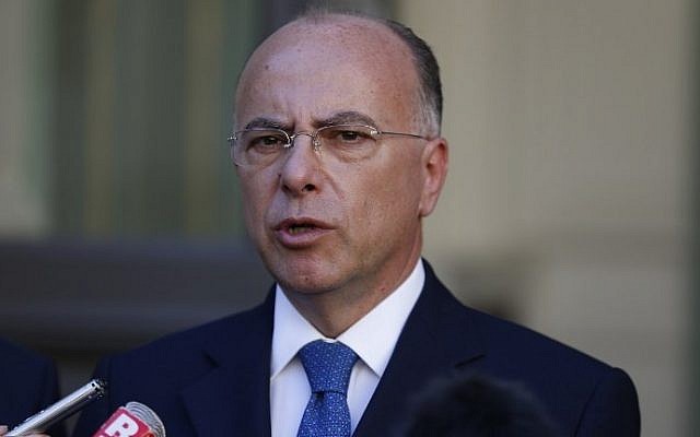 French Interior Minister Bernard Cazeneuve speaks to journalists after a meeting with vice-president of the French Council of The Muslim Faith and President of the French Council of the Muslim Faith (CFCM) on August 24, 2016 in Paris. (AFP PHOTO / MATTHIEU ALEXANDRE)