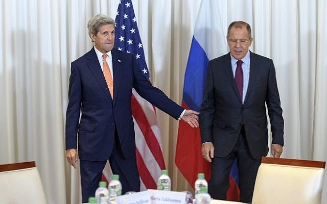 US Secretary of State John Kerry and Russian Foreign Minister Sergei Lavrov meet on August 26, 2016 in Geneva for an expected push towards resuming peace talks for war-ravaged Syria. (AFP/Martial Tezzini) US Secretary of State John Kerry and Russian Foreign Minister Sergei Lavrov meet on August 26, 2016 in Geneva for an expected push towards resuming peace talks for war-ravaged Syria. (AFP/Martial Tezzini)