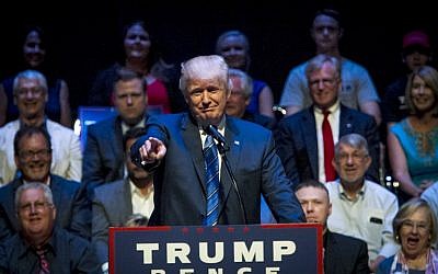 Republican presidential candidate Donald Trump speaks at the Merrill Auditorium in Portland, Maine, on August 4, 2016. (Sarah Rice/Getty Images/AFP)