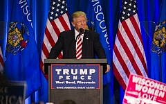 Republican Presidential Candidate Donald Trump speaks at a rally on August 16, 2016 in West Bend, Wisconsin. (Darren Hauck/Getty Images/AFP)