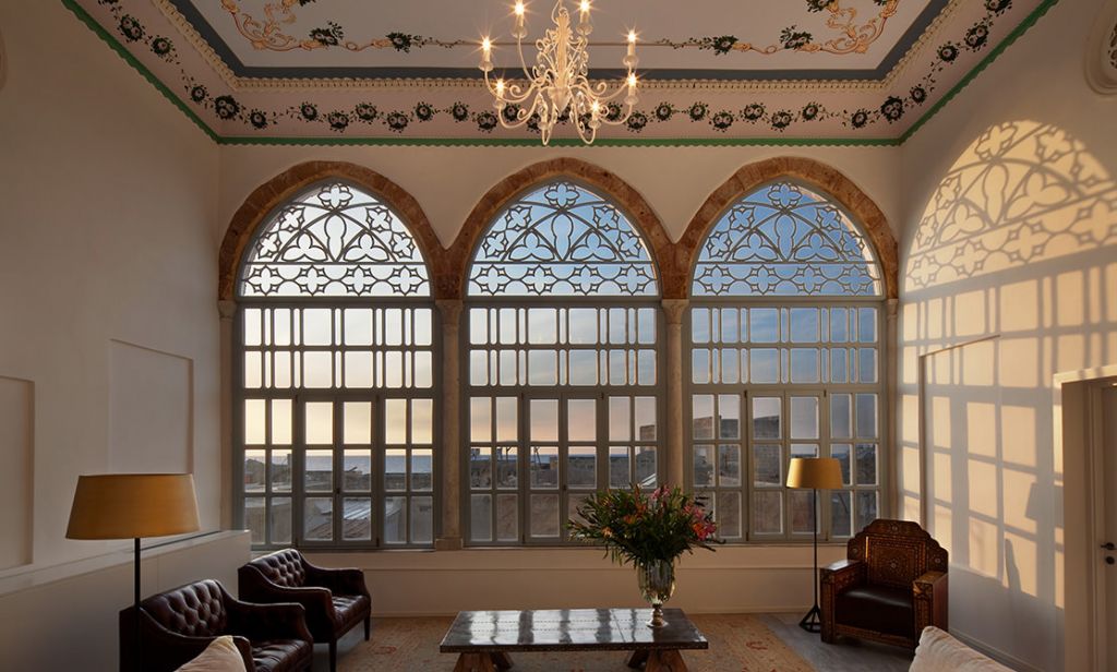 One of several salons at Efendi, overlooking the Acre sea (Courtesy Efendi)