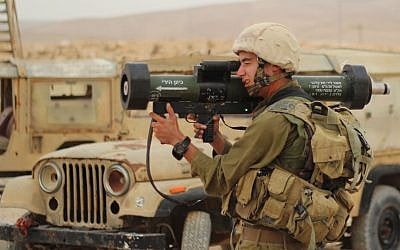 Illustrative. An IDF soldier fires a Man-portable Anti-Tank, Anti-DOoR (MATADOR) missile during a training exercise at an army base in southern Israel on December 4, 2012. (Zev Marmorstein/IDF Spokesperson's Unit/Flickr)