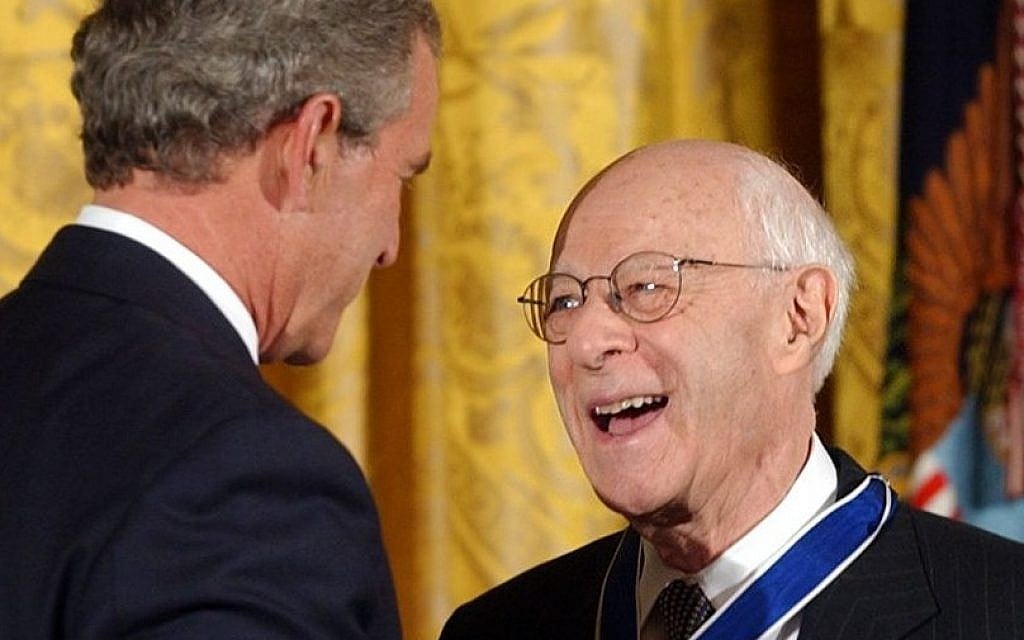 US president George W. Bush presents Norman Podhoretz (right) with the Presidential Medal of Freedom, the nation's highest civil award, during a ceremony in the East Room of the White House, June 23, 2004 (Susan Walsh/AP) US president George W. Bush presents Norman Podhoretz (right) with the Presidential Medal of Freedom, the nation's highest civil award, during a ceremony in the East Room of the White House, June 23, 2004 (Susan Walsh/AP)