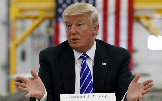 Then-Republican presidential candidate Donald Trump speaks during a coal mining roundtable at Fitzgerald Peterbilt in Glade Spring, Virginia, August 10, 2016. (AP Photo/Evan Vucci)