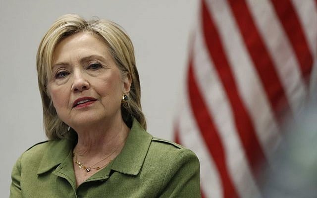Democratic presidential candidate Hillary Clinton speaks to media at John Jay College of Criminal Justice in New York, August 18, 2016. (AP/Carolyn Kaster) Democratic presidential candidate Hillary Clinton speaks to media at John Jay College of Criminal Justice in New York, August 18, 2016. (AP/Carolyn Kaster)